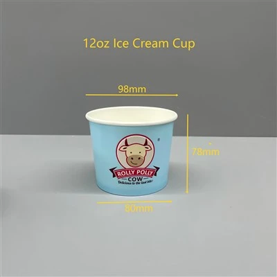 Papirna kadica za sladoled od 12oz s plastičnim poklopcem za slastičarnice